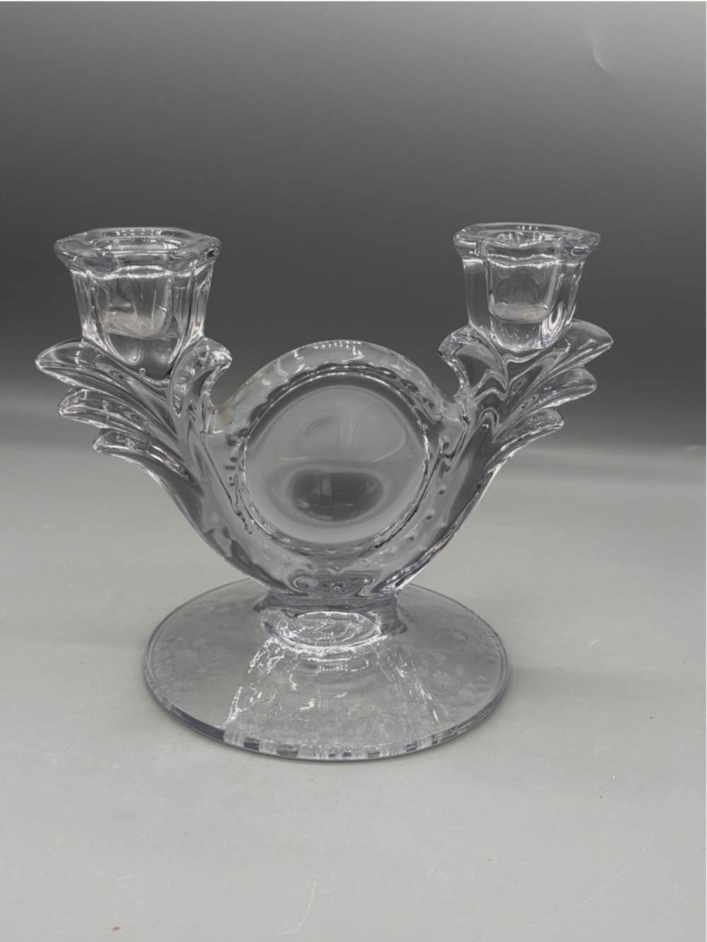 Vintage Duncan Miller Adoration Crystal Double Candlestick Holder - Beautiful!